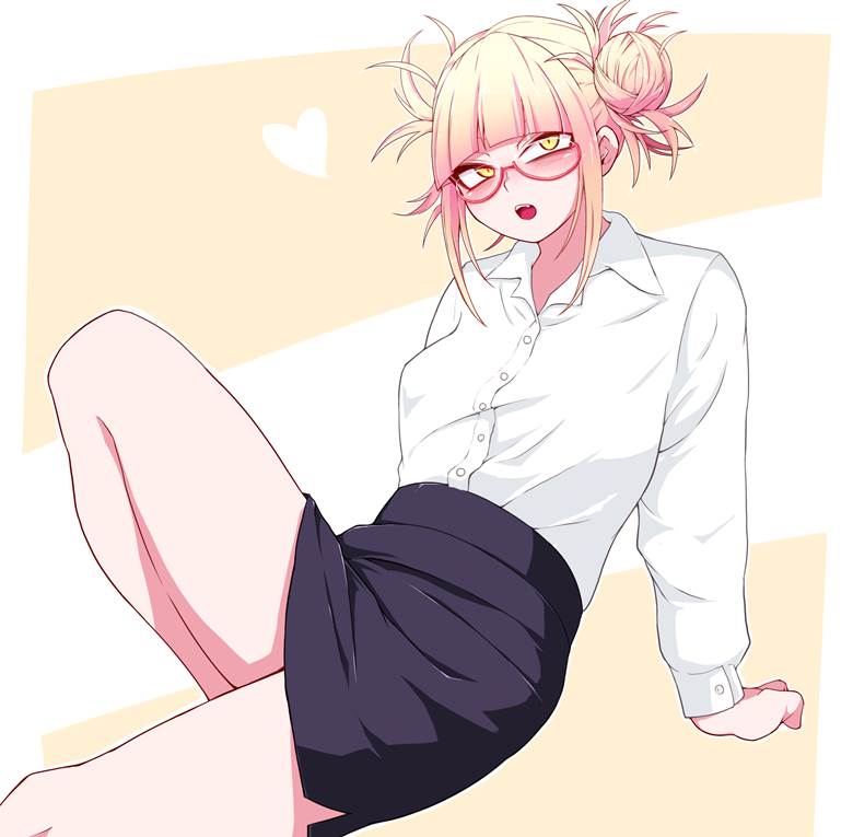 My Hero Academia, Himiko Toga, Himiko Toga, high school girl, pencil skirt, girl with glasses, beautiful girl