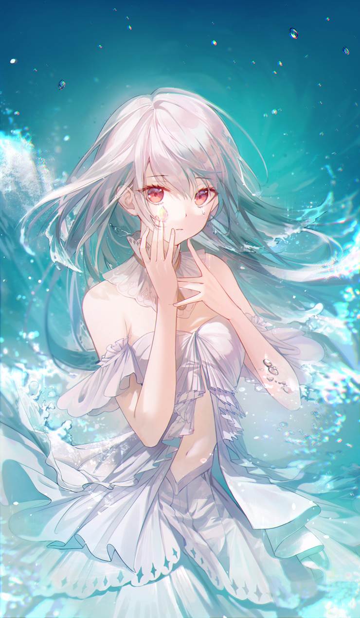 girl, original, white hair, dress, original 10000+ bookmarks