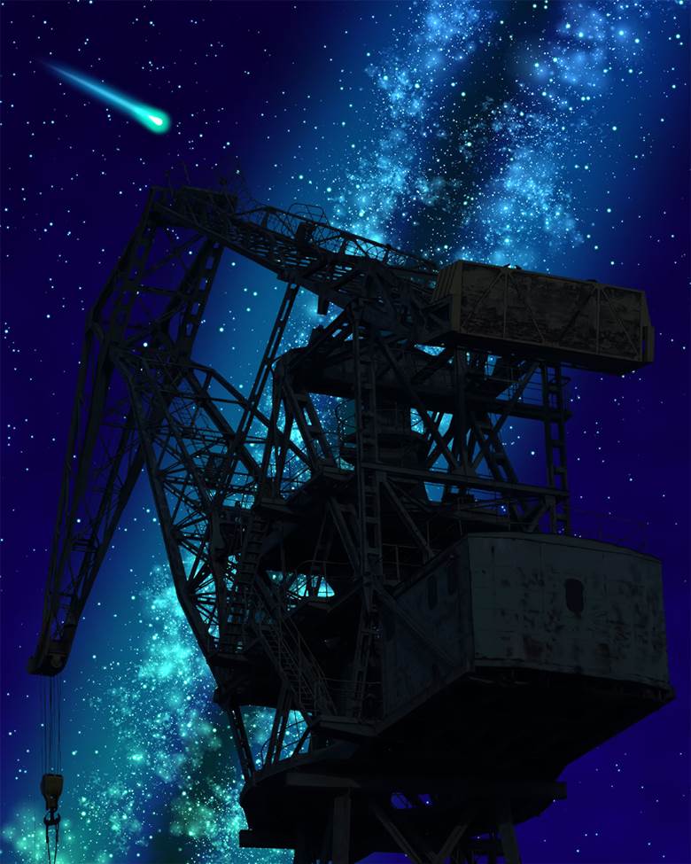 クレーン越しの天の川|星海空Hoshiumisora的银河星空P站插画图片