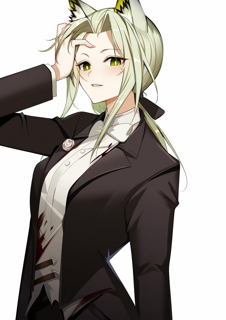Arknights, Kal'tsit, girl, Kel'tsit (Arknights), cat ears, suit, brush hair back, Arknights 5000+ bookmarks