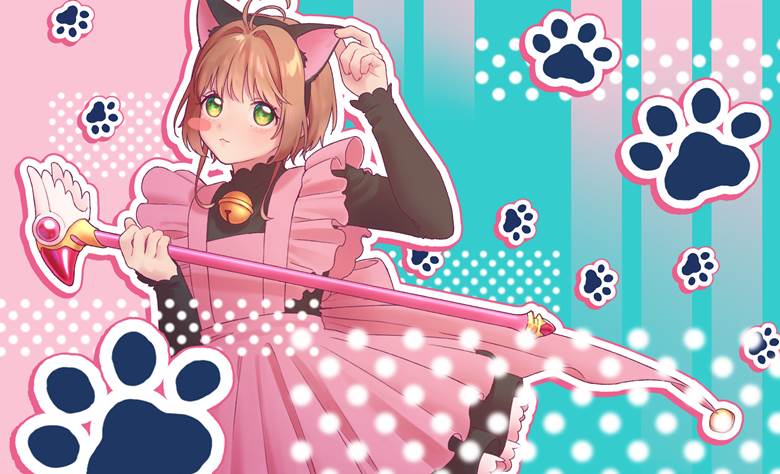 魔卡少女樱, ccs, 木之本樱, 女孩子, cat ears, 猫耳女仆