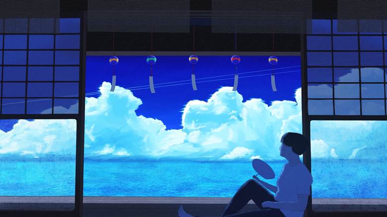 scenery, sky, blue sky, clouds, cumulo-nimbus, summer sky, summer, creation, original