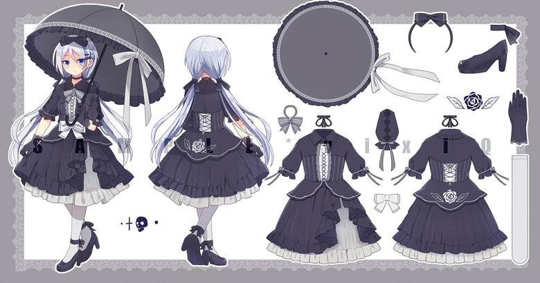 女孩子, 黑色连衣裙, 洛丽塔, 哥特萝莉