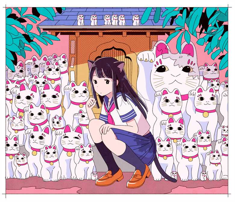 まねきねこ|佐藤おどり的水手服JK短裙少女插画图片