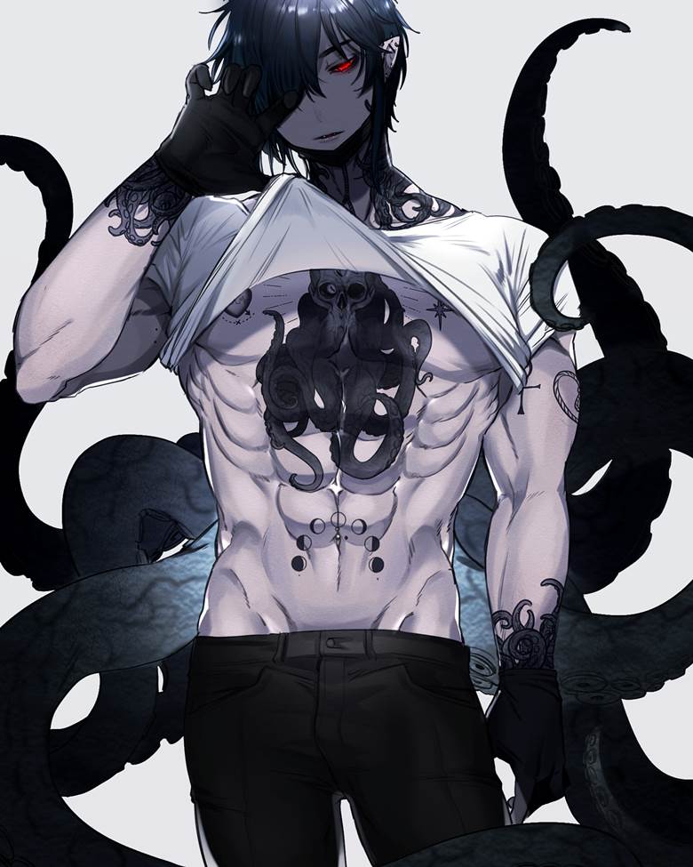 蛸の悪魔|焦が塩的纹身人物插画图片