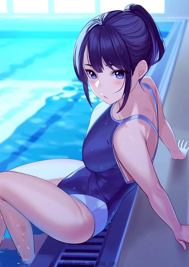 original, competition swimsuits, older girl, beautiful people, poolside, high-leg leotard, high angle, original 10000+ bookmarks