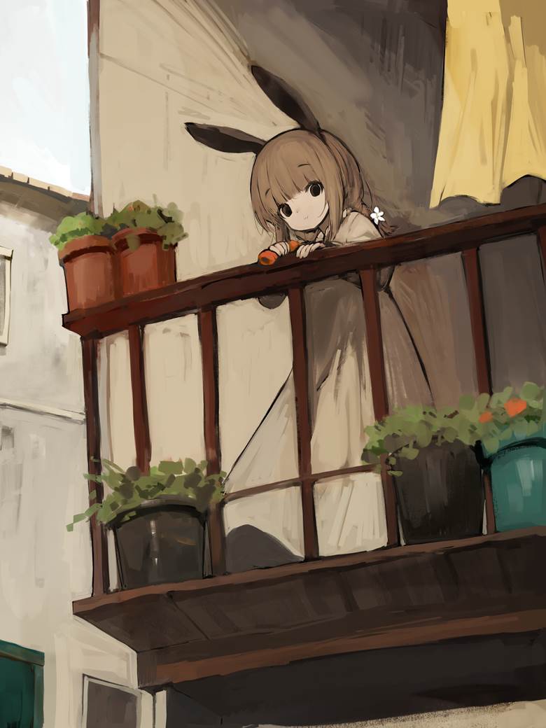 girl, rabbit, animal ears