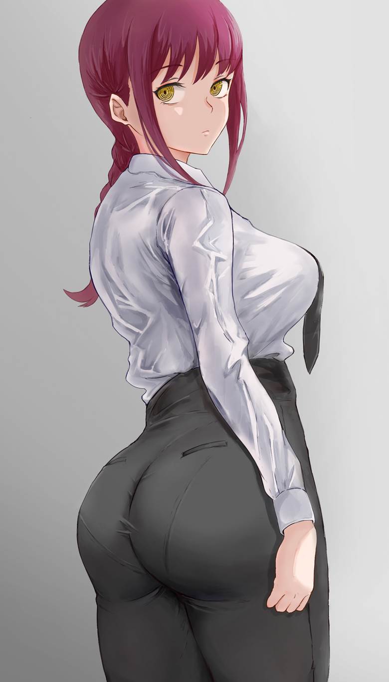 easy delivery-type, Chainsaw Man, Makima, pantyline, large breasts, big butt, panty lines