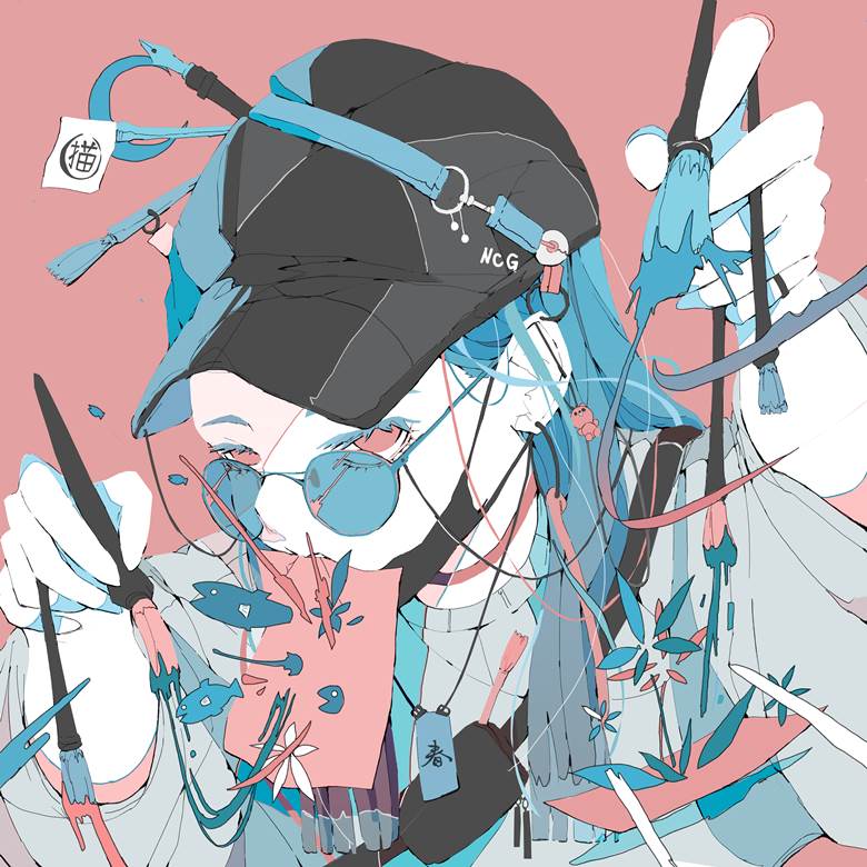 原创, 原创, 女孩子, free icon, 插画, 穿洞, flower, blue hair, 免费素材, 原创3000收藏