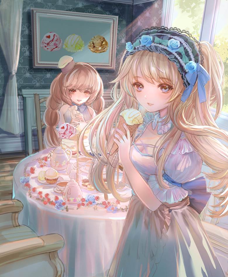 原创, 女孩子, ice cream, background, 房间, 洛丽塔, 原创, Original 500+ bookmarks, 食物500收藏