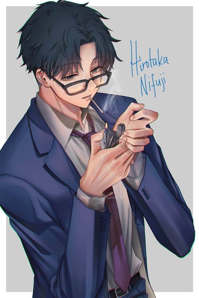 suit, cigarette, Hirotaka Nifuji, Wotakoi, Wotakoi: Love is Hard for Otaku