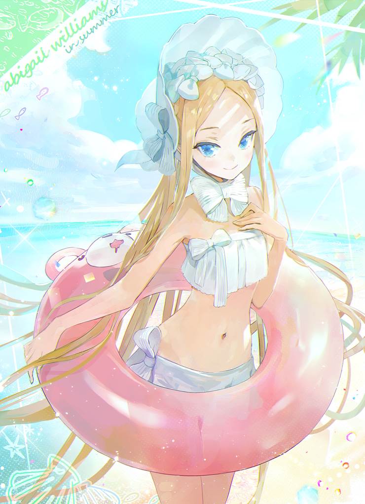 girl, Abigail Williams (Fate), Abigail Williams (swimsuit), donut-shaped buoy