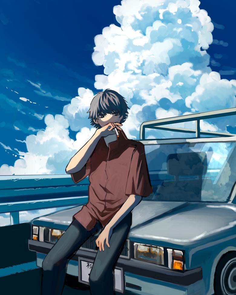 香烟, 车, 积雨云, sky, 二次创作