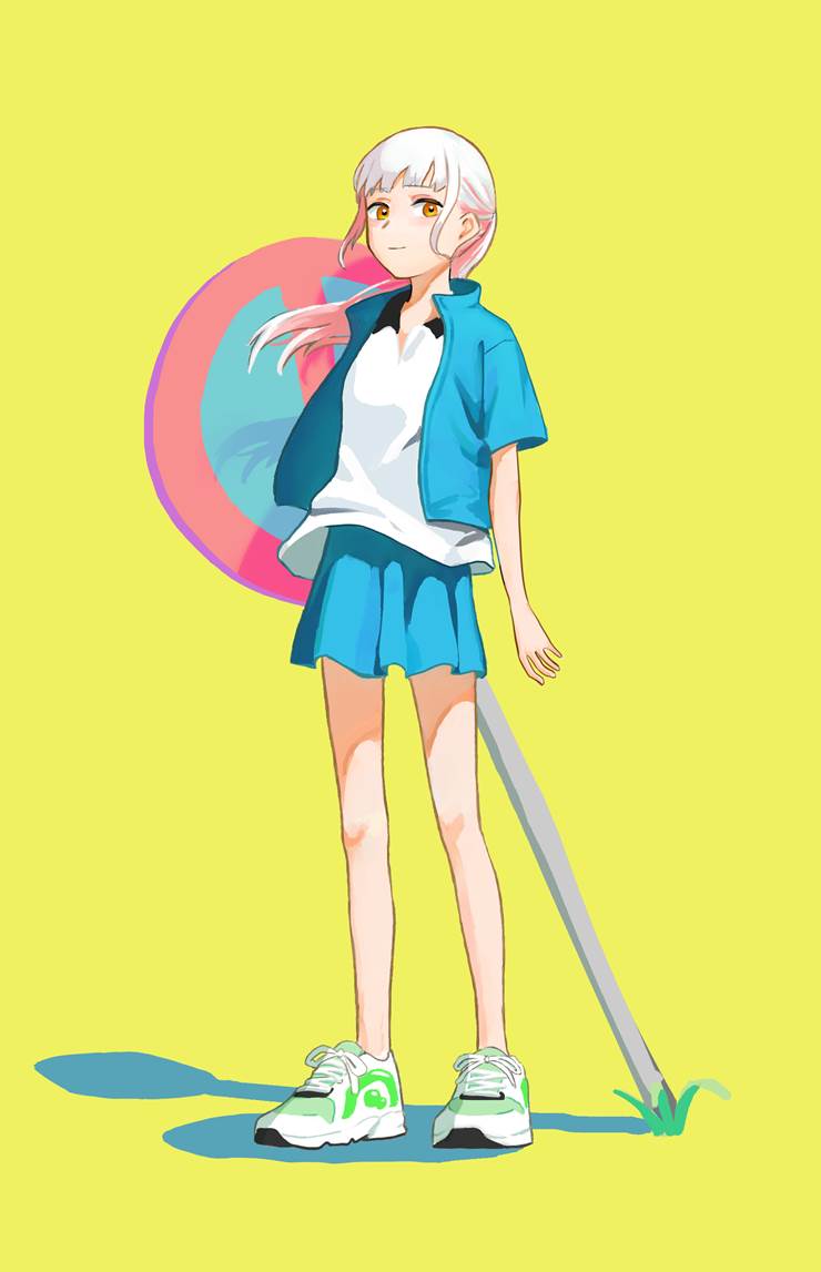 漂亮, 涂鸦, 蓝, yellow, 裙子, 可爱, 女孩子, 原创, 原创, 插画