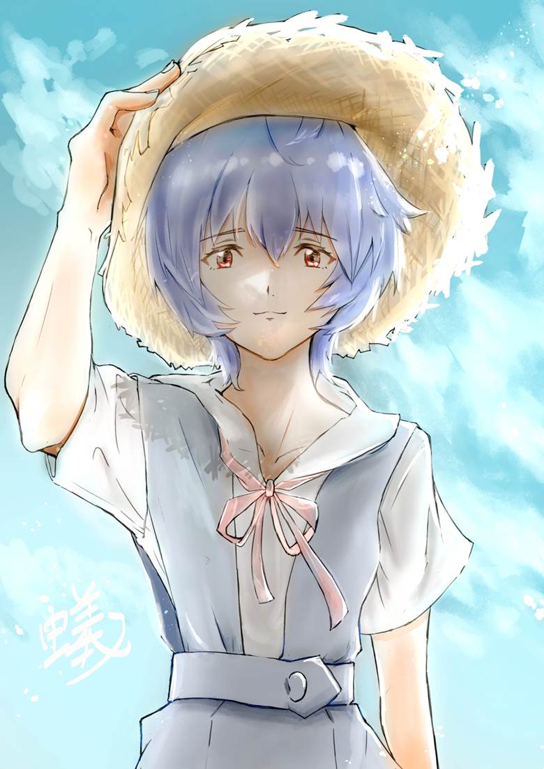 新世纪福音战士, eva, 绫波丽, Evangelion, 绫波, 夏天, 草帽, suspender skirt