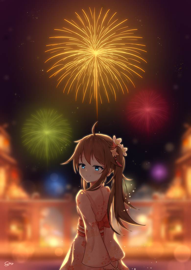 花火shok的焰火风景插画图片