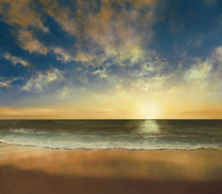 夕暮れの海|花森(はなもり)的天空云层插画图片