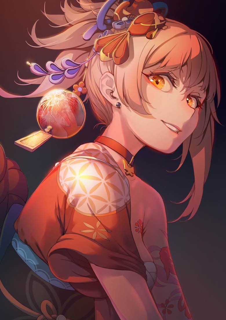 Yoimiya, Genshin Impact, fireworks, yukata, summer, girl, Genshin Impact 500+ bookmarks