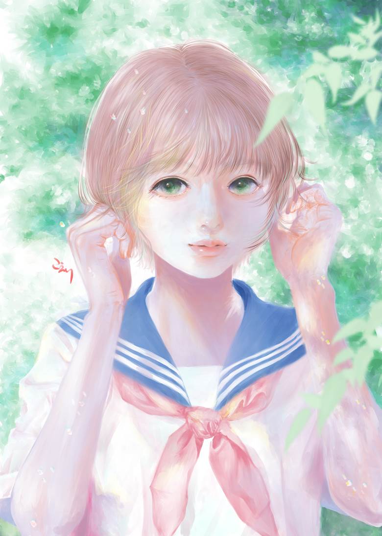 アイコンタクト|coeri+的水手服少女插画图片