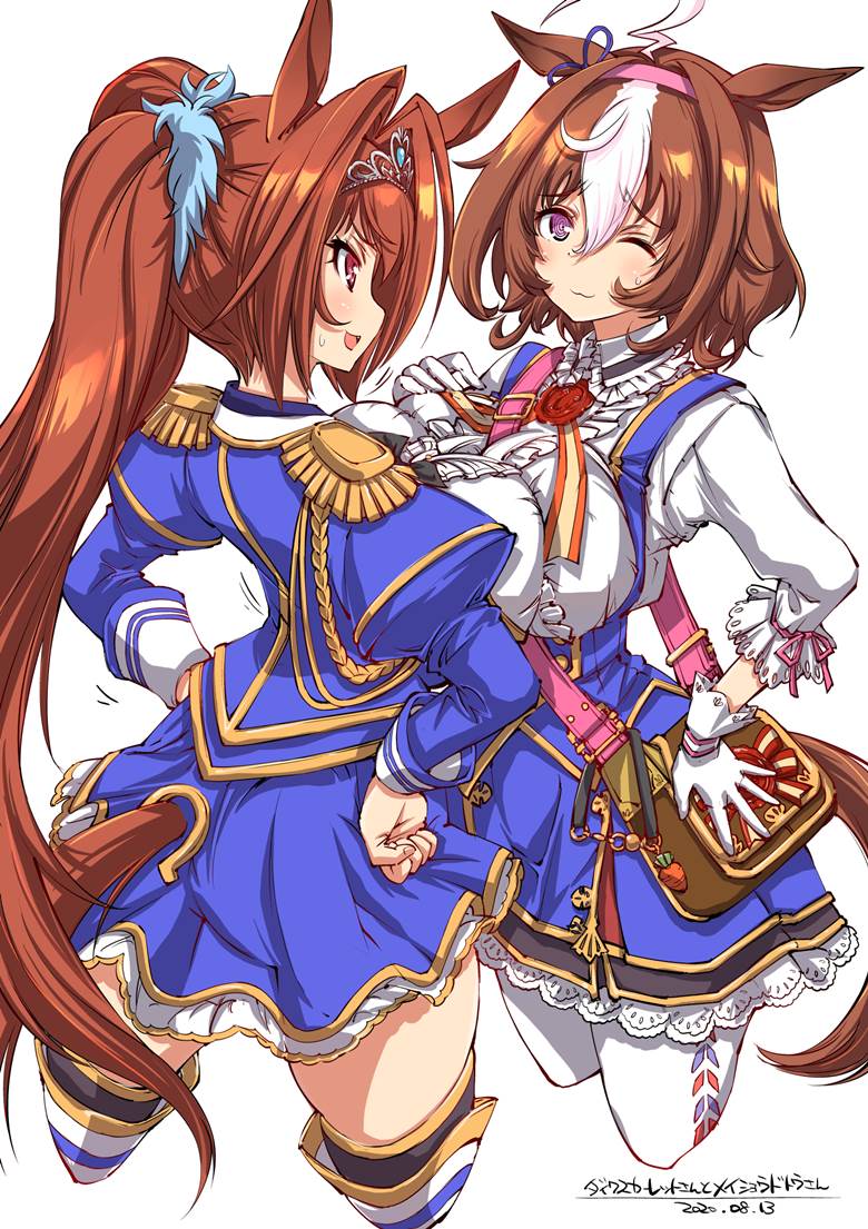 Uma Musume Pretty Derby, Daiwa Scarlet (UMPD), Meisho Doto (Uma Musume), breasts pressed together, Uma Musume Pretty Derby 1000+ Bookmarks, breasts pressing