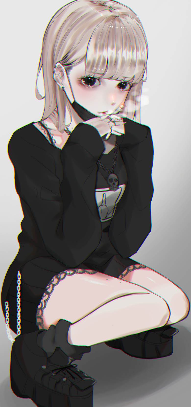 女孩子, 原创, 穿洞, dark, 香烟