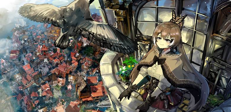 Hololive, virtual YouTuber, Hololive EN, Nanashi Mumei, city, owl