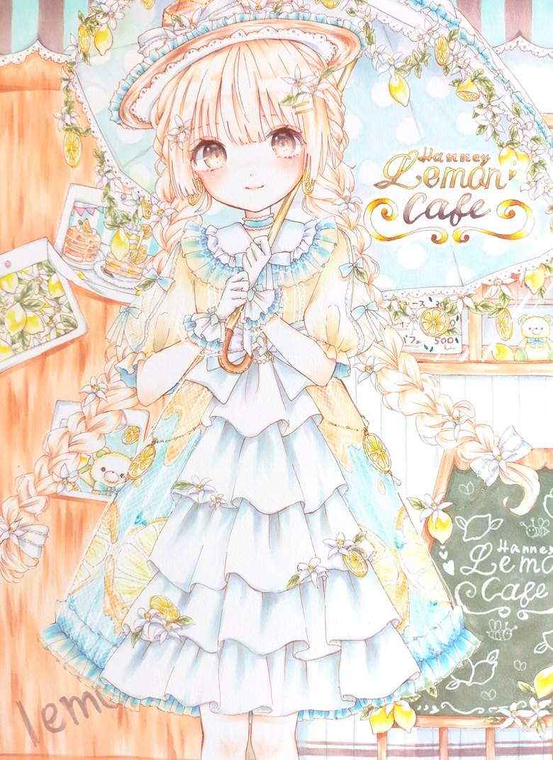 原创, 洛丽塔, 原创, copic马克笔, 柠檬, 插画, sweet lolita, 女孩子, cafe