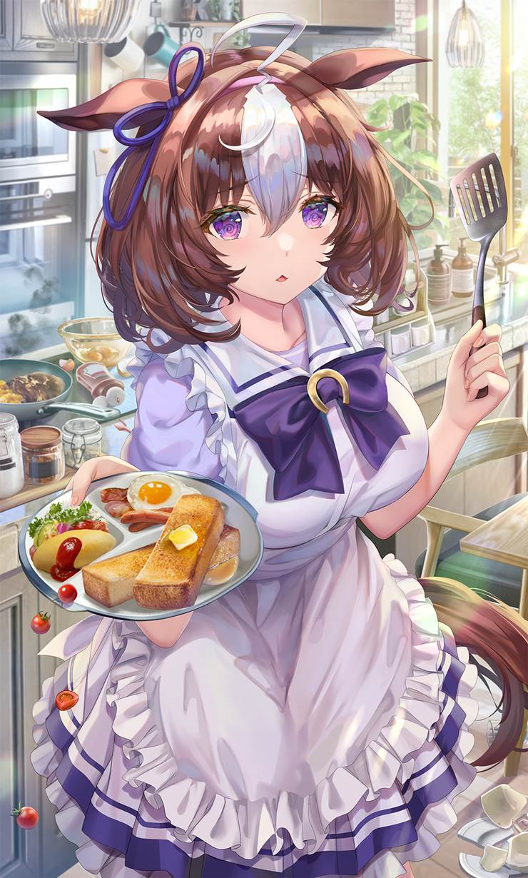 赛马娘Pretty Derby, 名将户仁（赛马娘）, breakfast, huge breasts, 赛马娘Pretty Derby 10000收藏, knockout knockers, 水手服