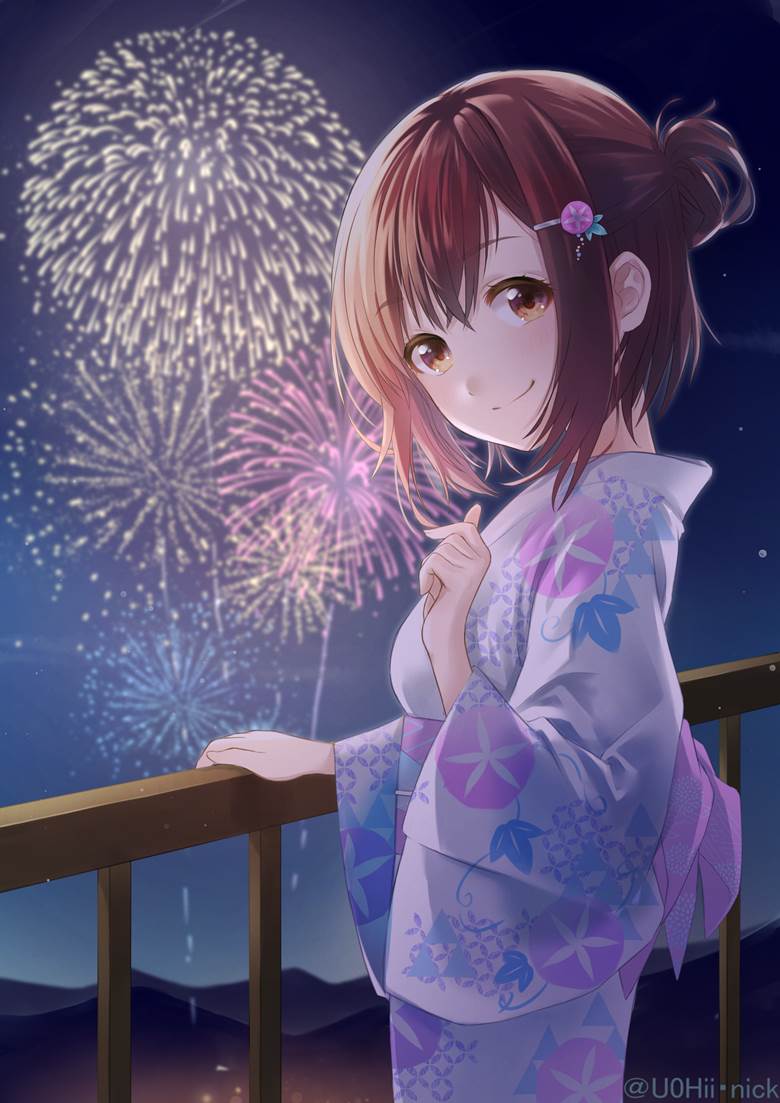 花火にっく的焰火风景插画图片