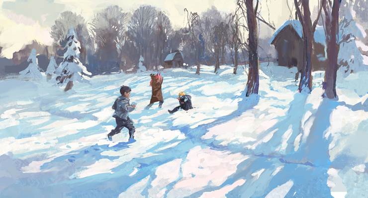 Chainsaw Man, 早川秋, Hayakawa family, snowy landscape