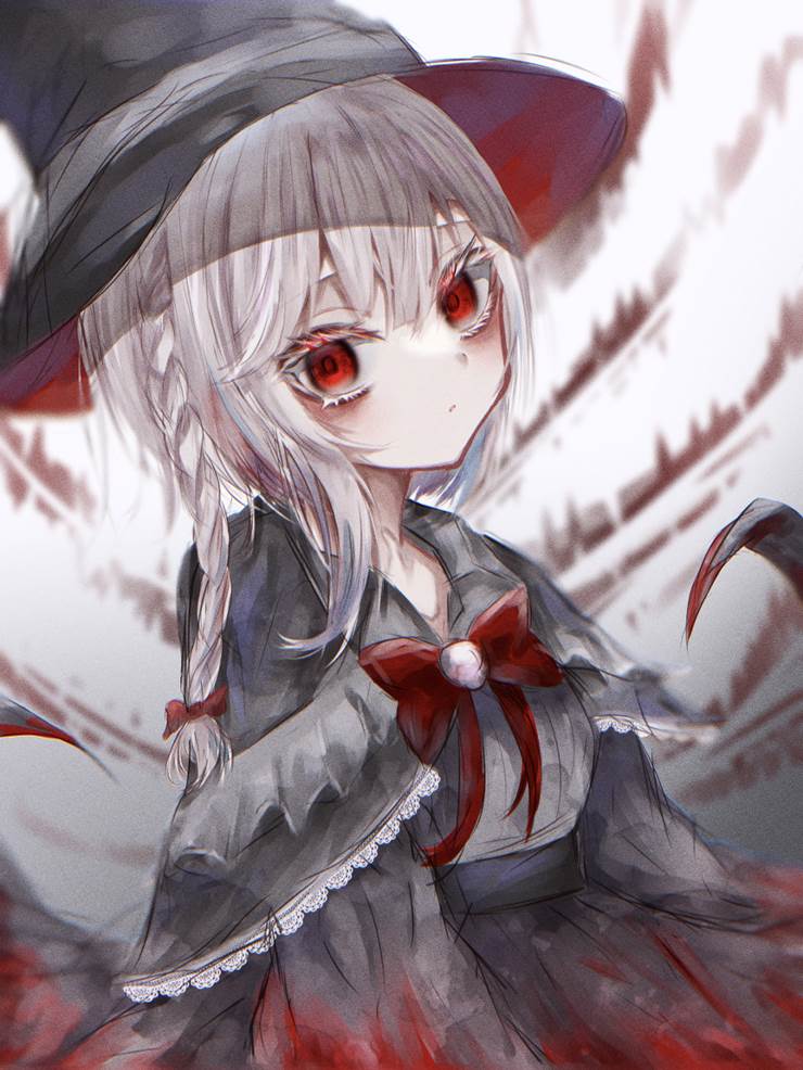 原创, young girl, 白发, blood, 麻花辫, witch, gothic, 哥特萝莉, psycho, 病娇