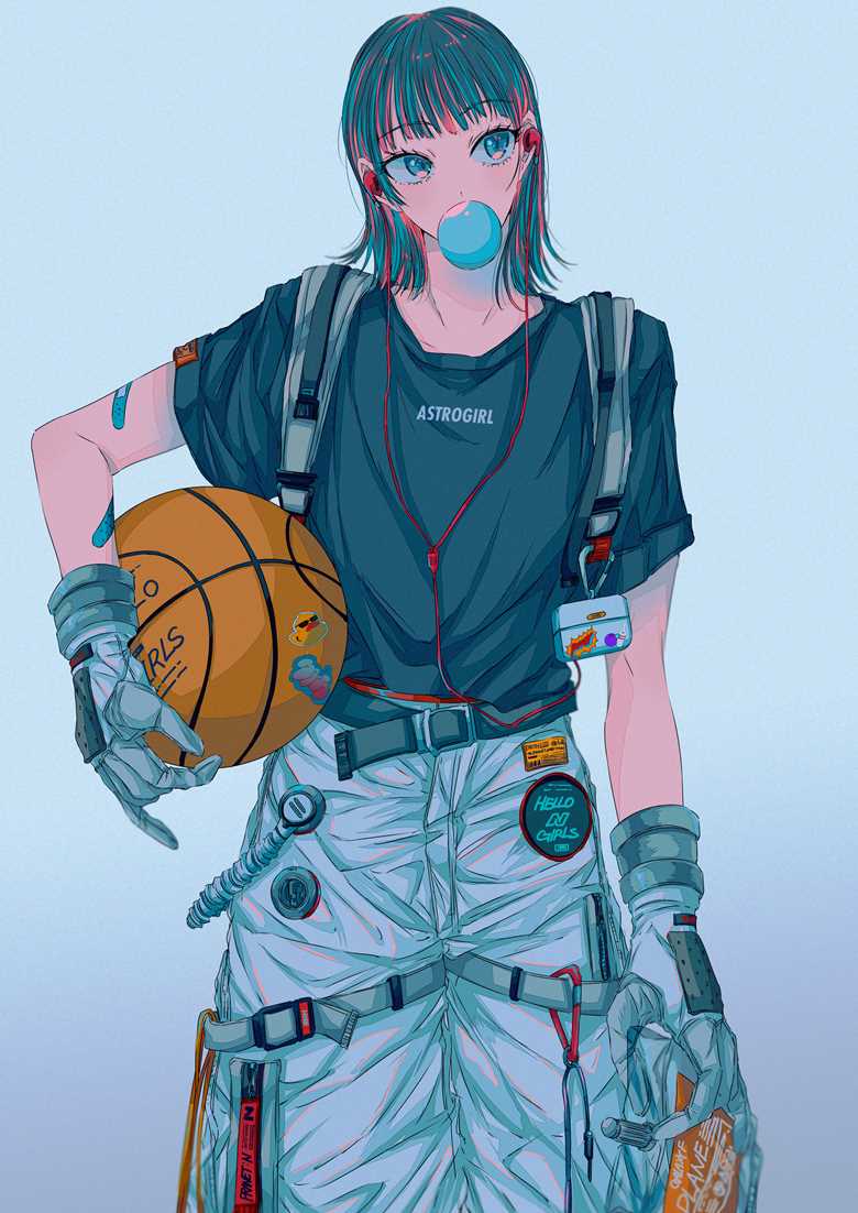 玩篮球的甜美女孩pixiv同人插画图片
