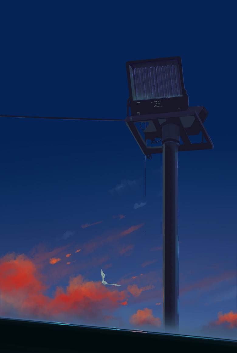 无题|夕阳千夜的天空云层插画图片