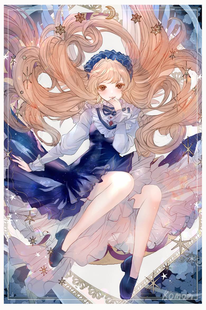 original, girl, long hair, night, moon, gothic lolita, aesthetic, watercolor, Original 500+ bookmarks