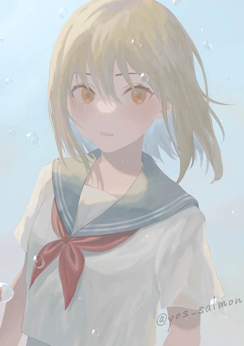 young girl, girl, water, sailor uniform, summer, original