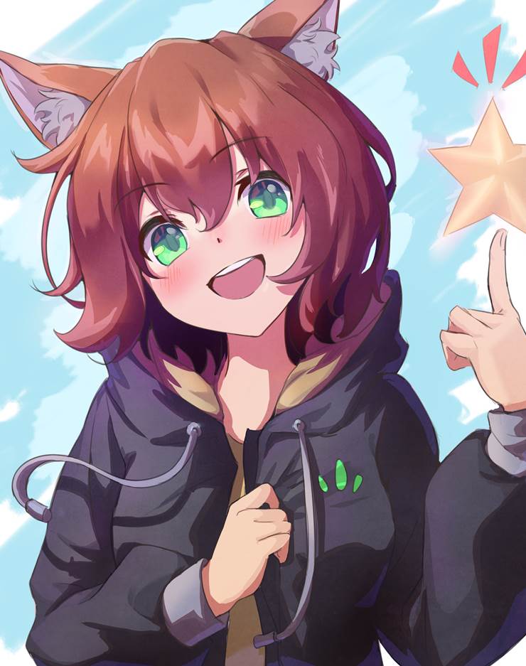 cat ears, girl, original, illustration, schoolgirl