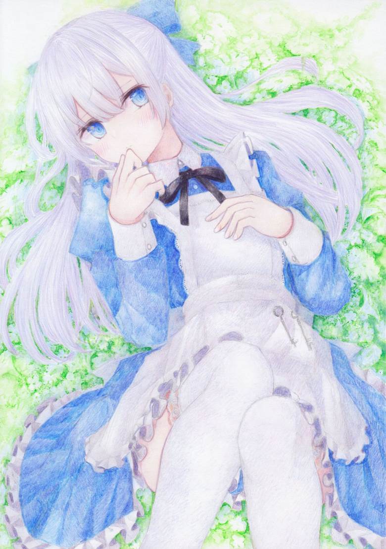 原创, 女孩子, 手绘, 彩色铅笔, transparent watercolor, 爱丽丝梦游仙境, string ribbon, 女仆