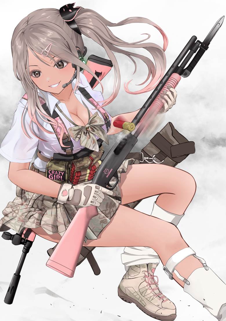 武装少女|插画师GIBUN(ギブン)的武装JK少女插画图片