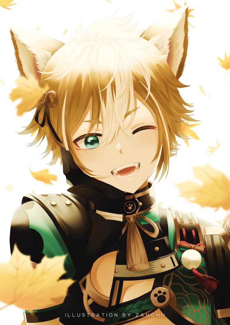 Gorou, Genshin Impact, Shota, Gorou (Genshin Impact), autumn leaves, 原神100收藏