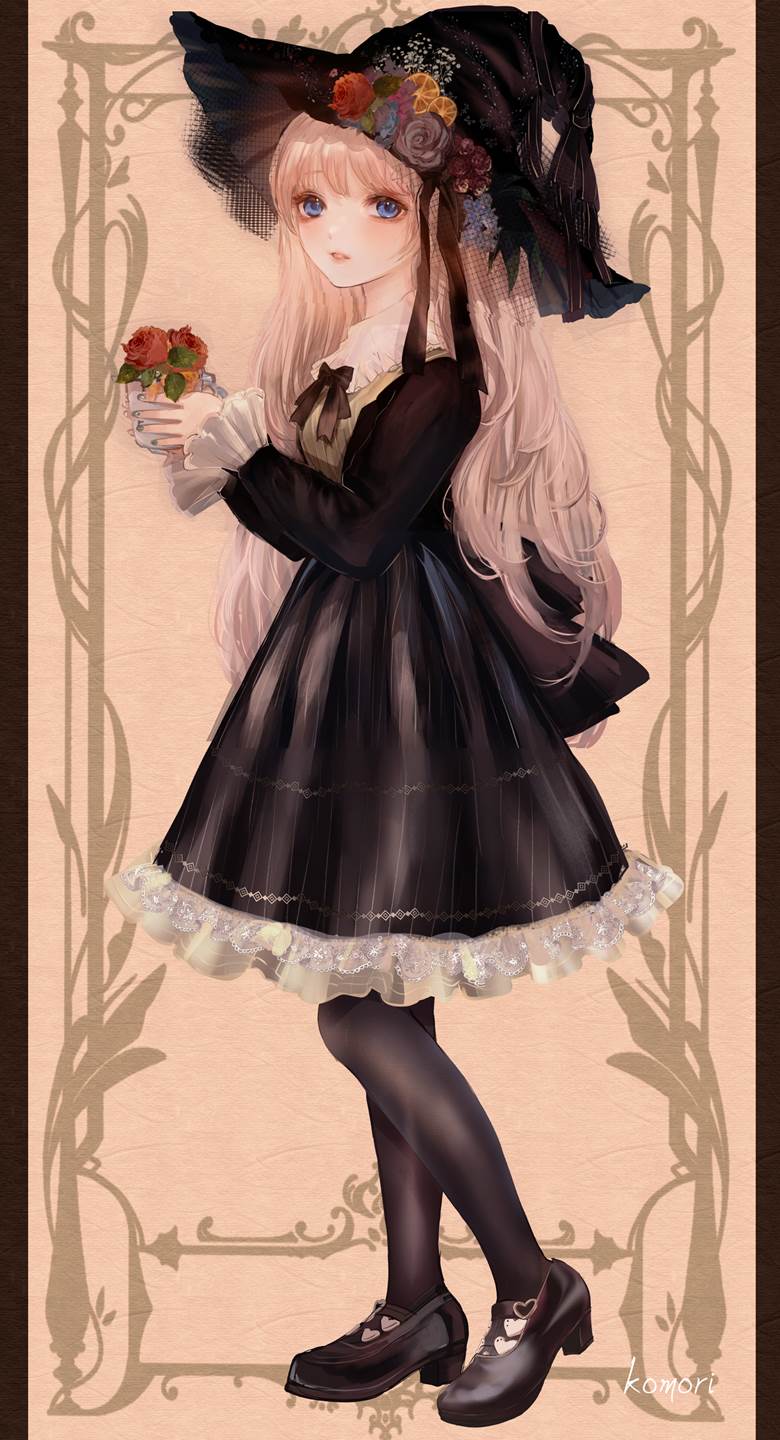 原创, 女孩子, 童话, witch girl, witch, 厚涂, 哥特萝莉, rose, 黑色连衣裙, Original 500+ bookmarks