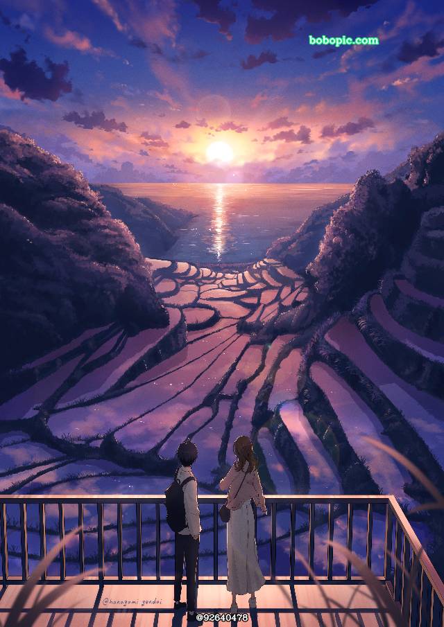 佐贺県,夕阳,棚田,玄海町イラコン名所,风景图片