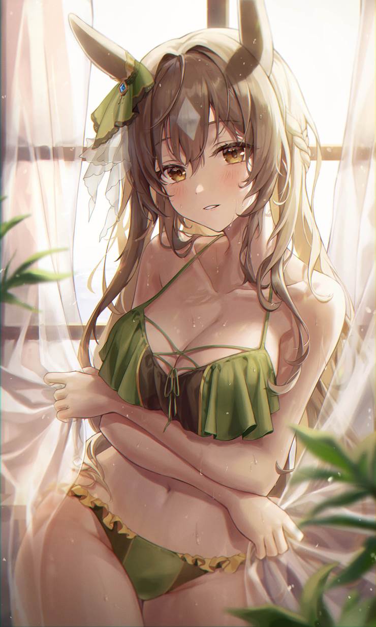 Uma Musume Pretty Derby, horse girl, Satono Diamond, swimsuit, sweating, Satono Diamond (Uma Musume), Uma Musume Pretty Derby 50000+ bookmarks