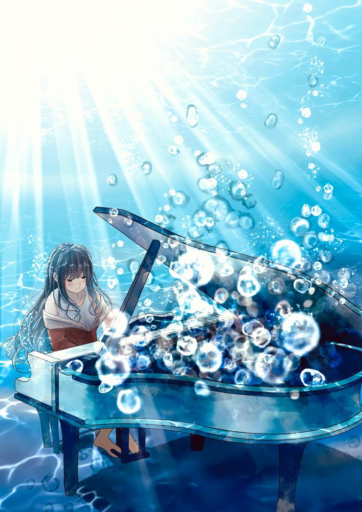 海底のピアノソナタ|熊谷のの的Pixiv风景壁纸插画图片