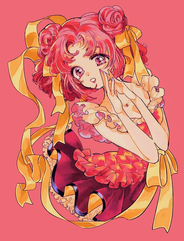 原创, 女孩子, 原创, 插画, 数码, 蝴蝶结, 粉色头发