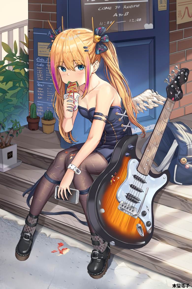 女孩子, creation, 吉他, 洛丽塔, metal, 美甲, 黑裤袜