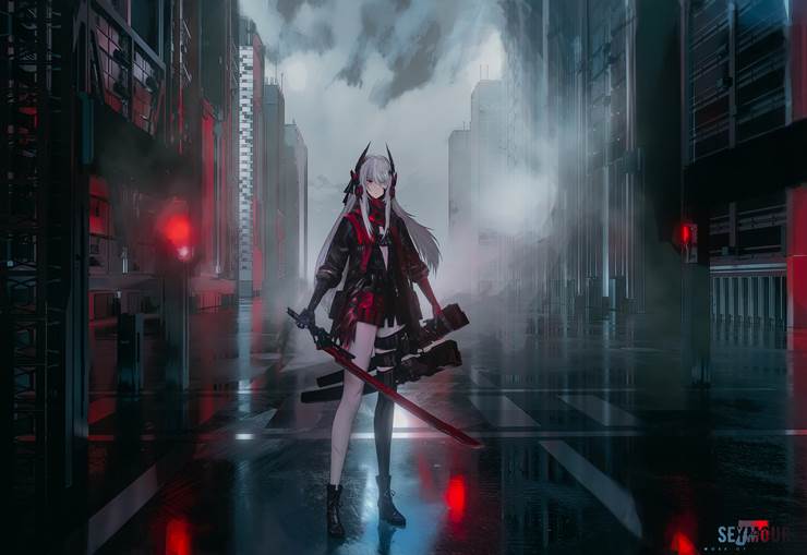 Punishing: Gray Raven, Crimson Abyss, space, Lucia, 女孩子, 涂鸦, 风景, 机娘, Lucia: Crimson Abyss