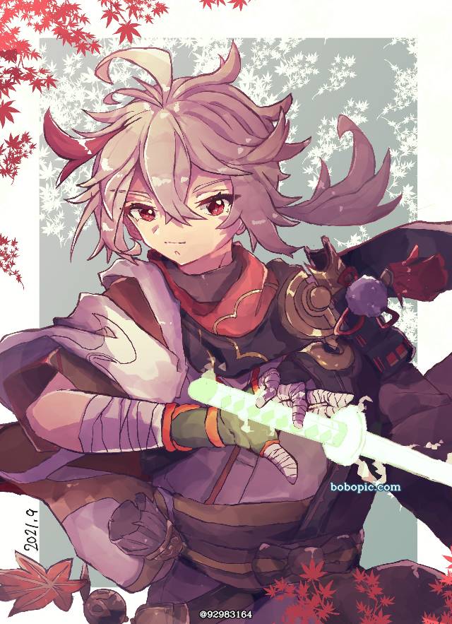 一张原神,枫原万叶绘画图片
