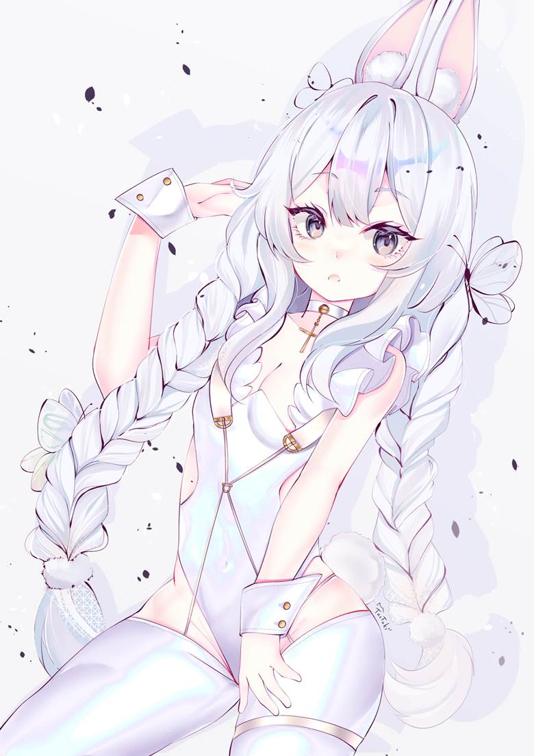 恶毒, Azur Lane, 碧蓝航线, 恶毒（碧蓝航线）, 踩脚裤, 兔女郎, 女孩子, 碧蓝航线100收藏, 懒懒的白兔