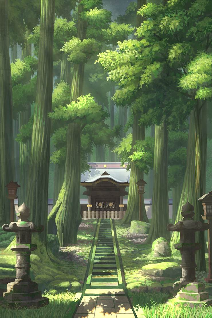 风景, background, 插画, forest, 树, 原创, 和风, 楼梯