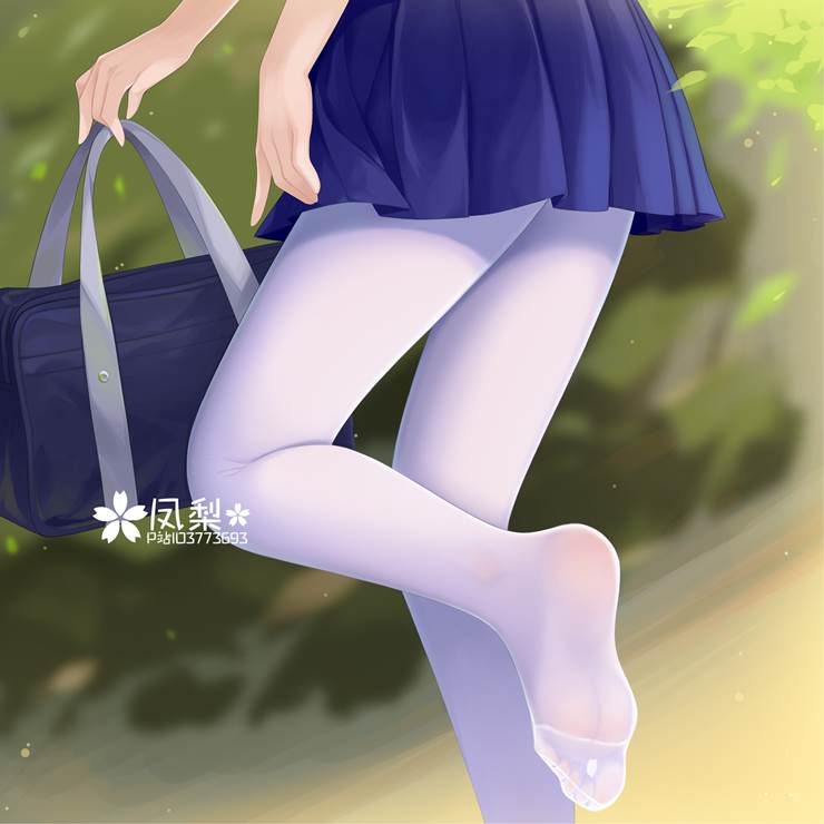 蓝色短裙的动漫同人插图，pixiv里的精选